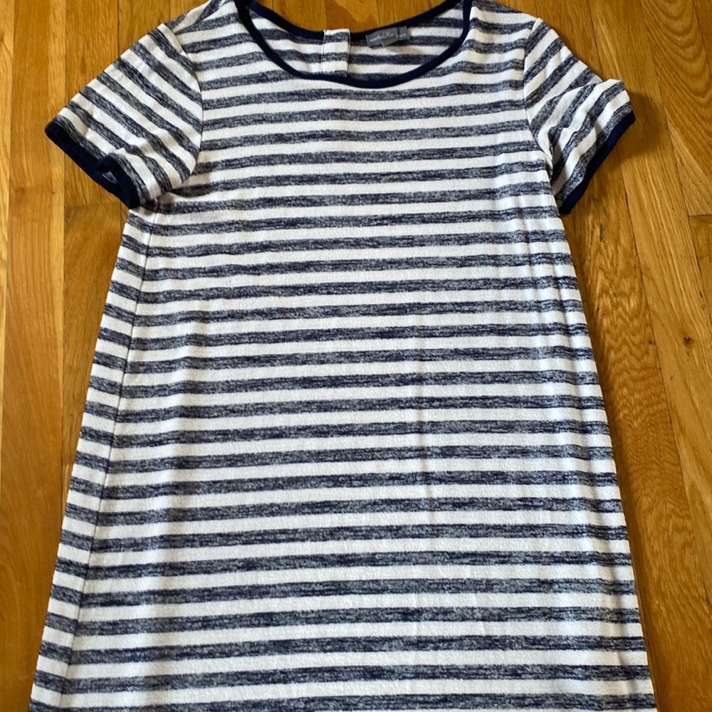 Market & Spruce Navy and White Striped Short-Sleeve Shift Dress